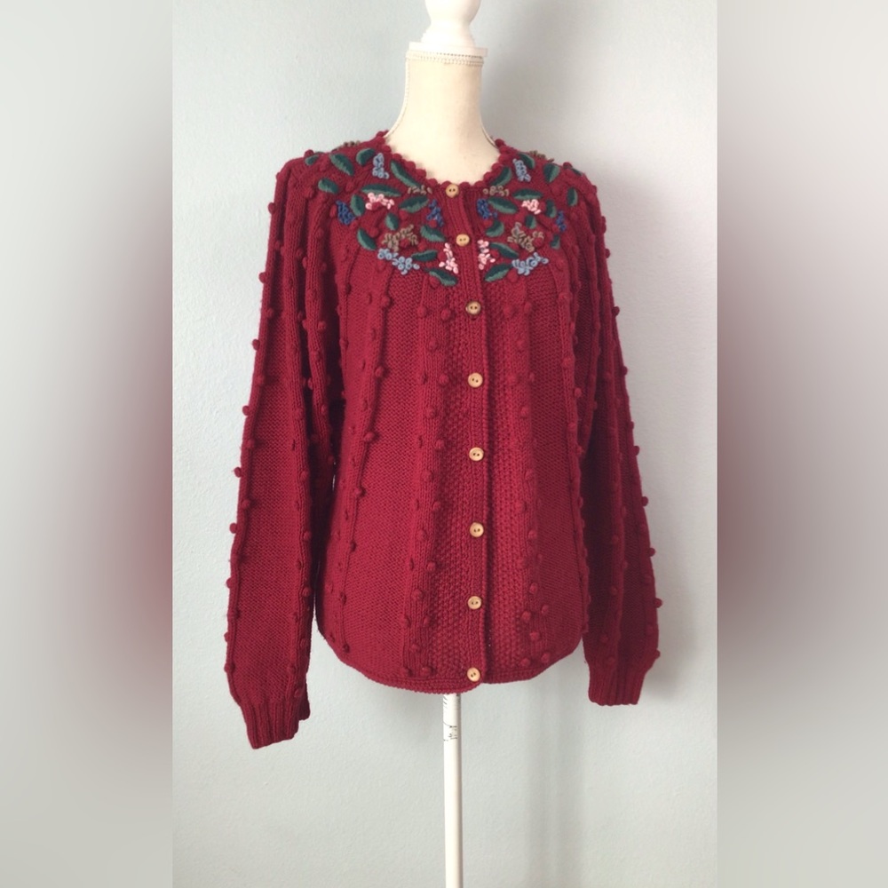 Vintage Eagle Eye Hand Knitted Wool Cardigan Sweater